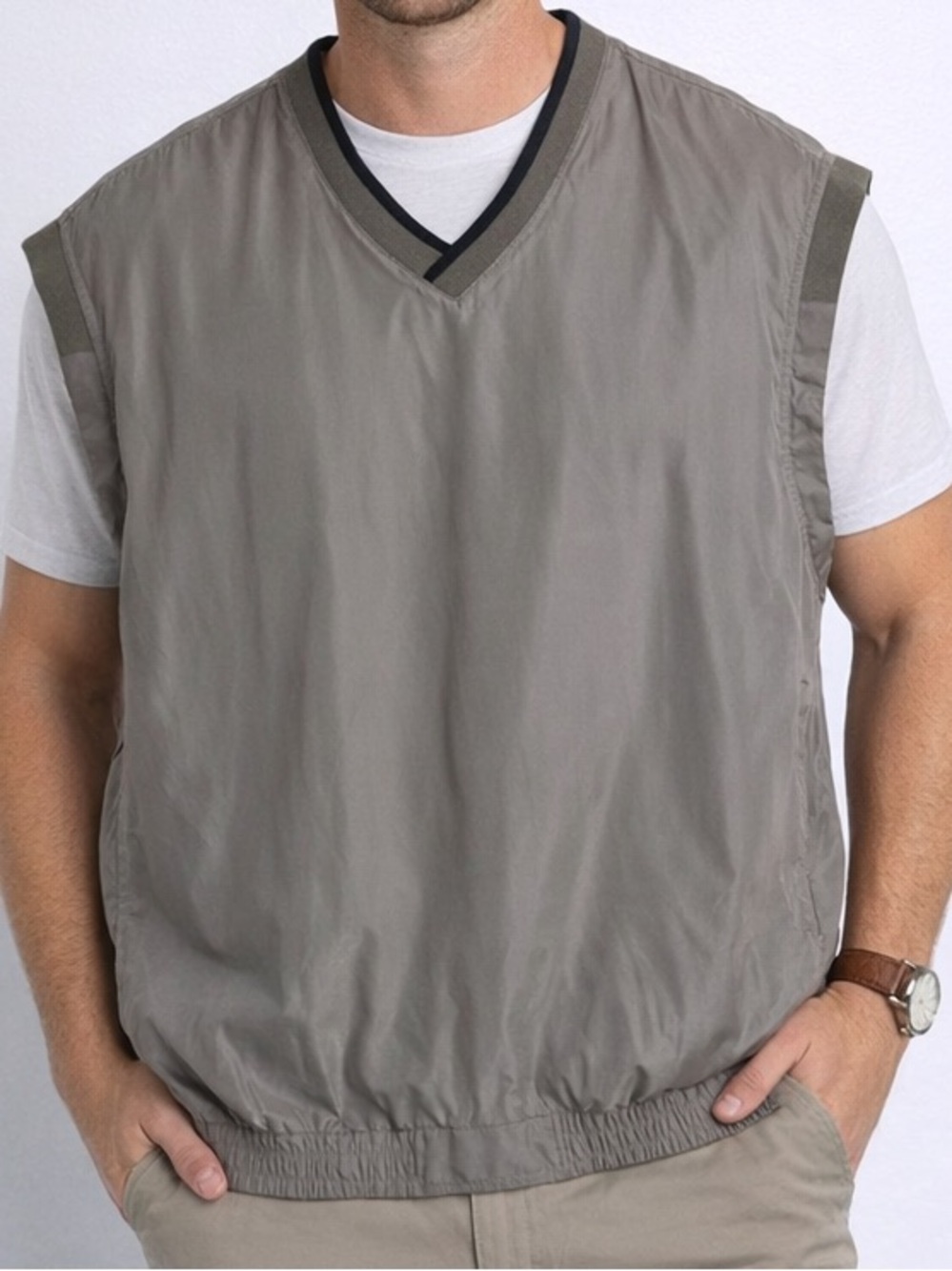 Izod Men‎ X-Treme Function Golfwear V-Neck Vest Pockets Side Zip 2XL Performance